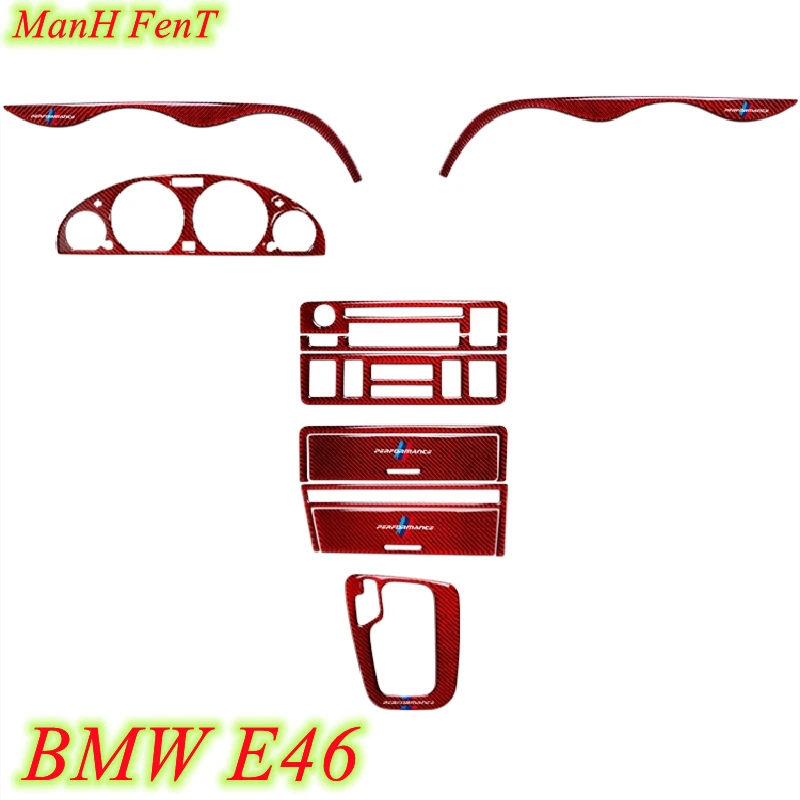 

Для 1998-2004 BMW 3 серии E46 красное углеродное волокно внутреннее украшение 3D стикер центральное управление прикуриватель панель прикуривателя