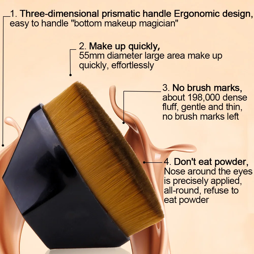 Foundation Makeup Brush Loose Powder Brushes BB Cream Liquid Six Corners High Density Make Up | Красота и здоровье