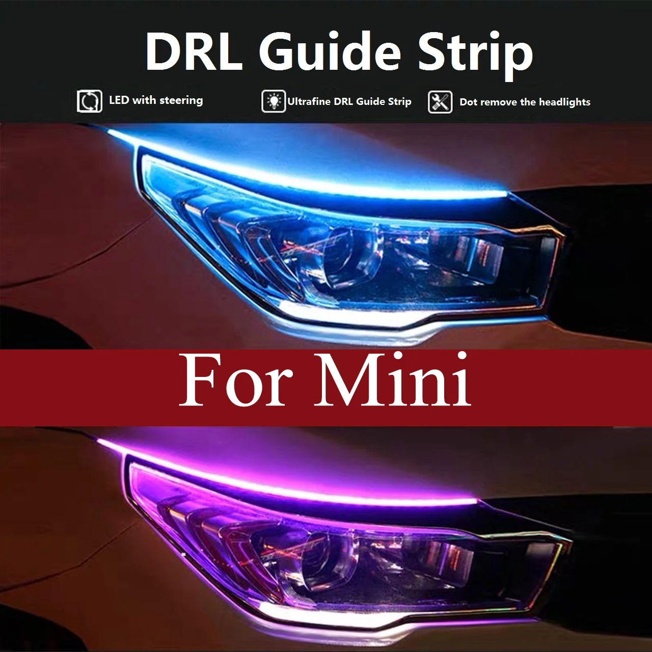 

2pcs LED DRL Daytime Running Lamp Headlight Strips For Mini Cooper One S JCW R55 R56 R58 R59 R60 F56 F60