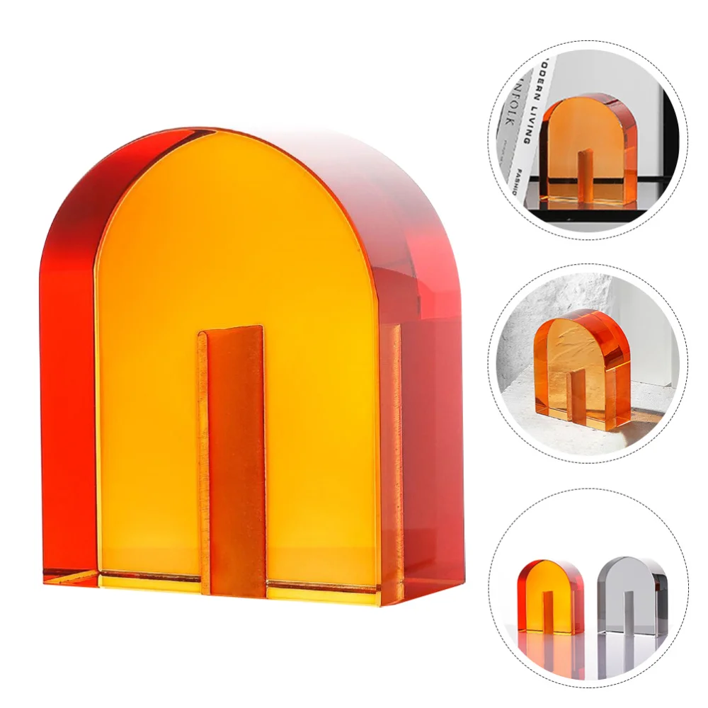 

1Pc Office Bookend Decorative Book End Arched Bookend Gift Ornament (Orange)