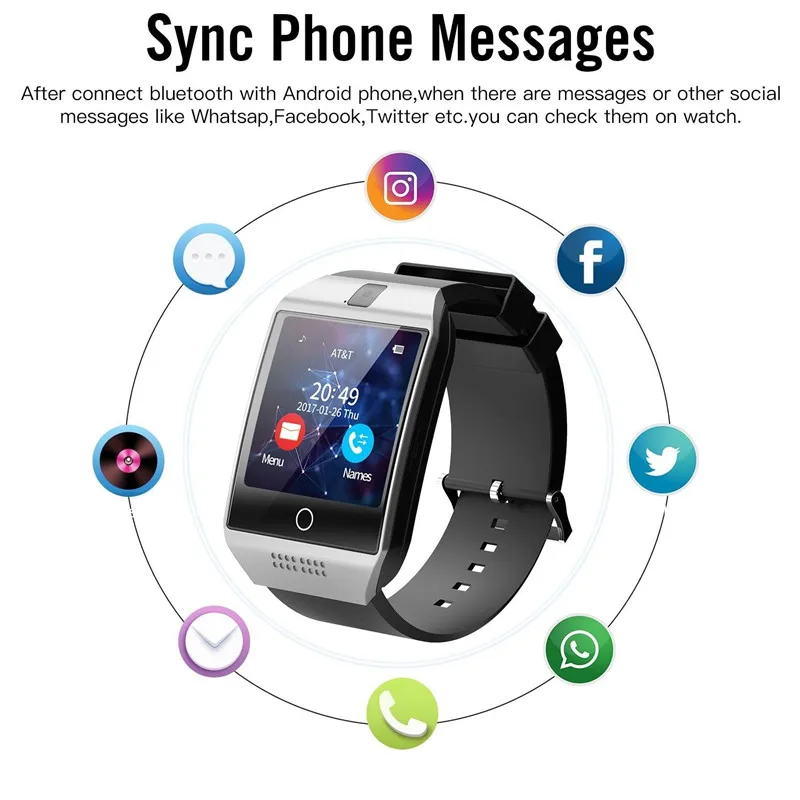 DELIVE Смарт-часы Q18 с камерой Bluetooth Smartwatch SIM TF слот для карты фитнес-трекер