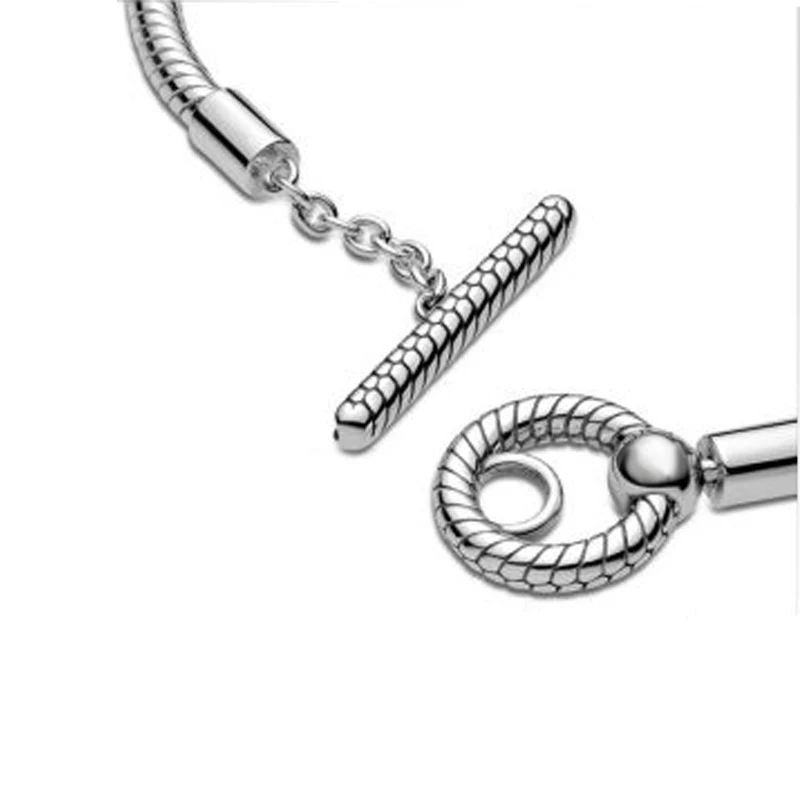 

925 Sterling Silver 2021 Autumn New Arrival T-Bar Snake Chain Bracelet Silver Bracelet For Lady Fit Original Charm Jewelry