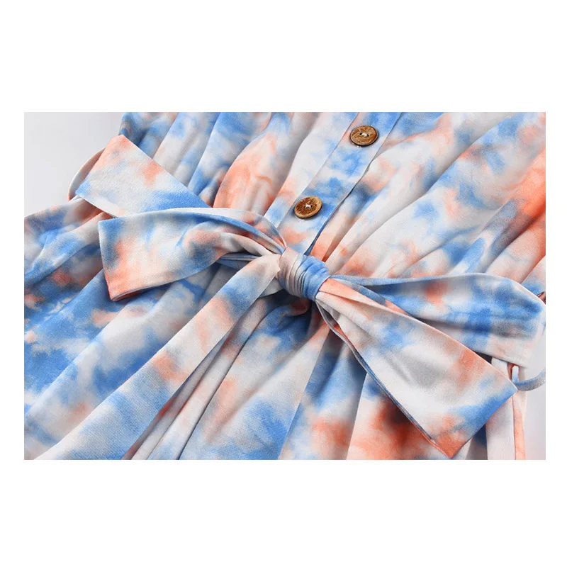 

Women O Neck Button Sleeveless tie-dye jumpsuit Girl Bandage Wide Pants Colorful Romper