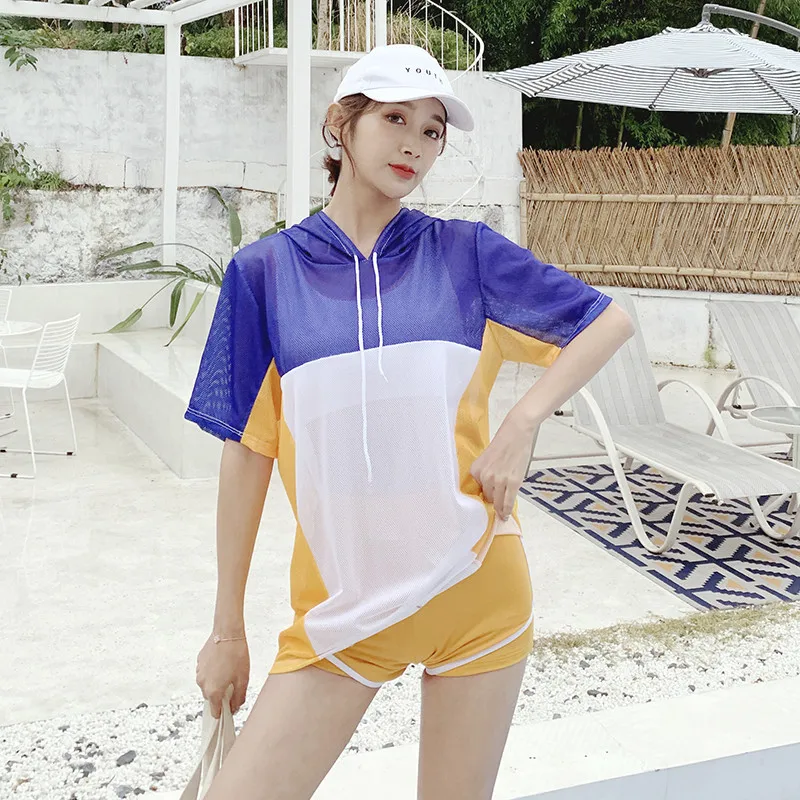 Korean Women Fashion Bikinis Three Piece Holiday Casual Swimsuit Tankini Set Swimming Suit Female Hot Spring Bathing | Спорт и