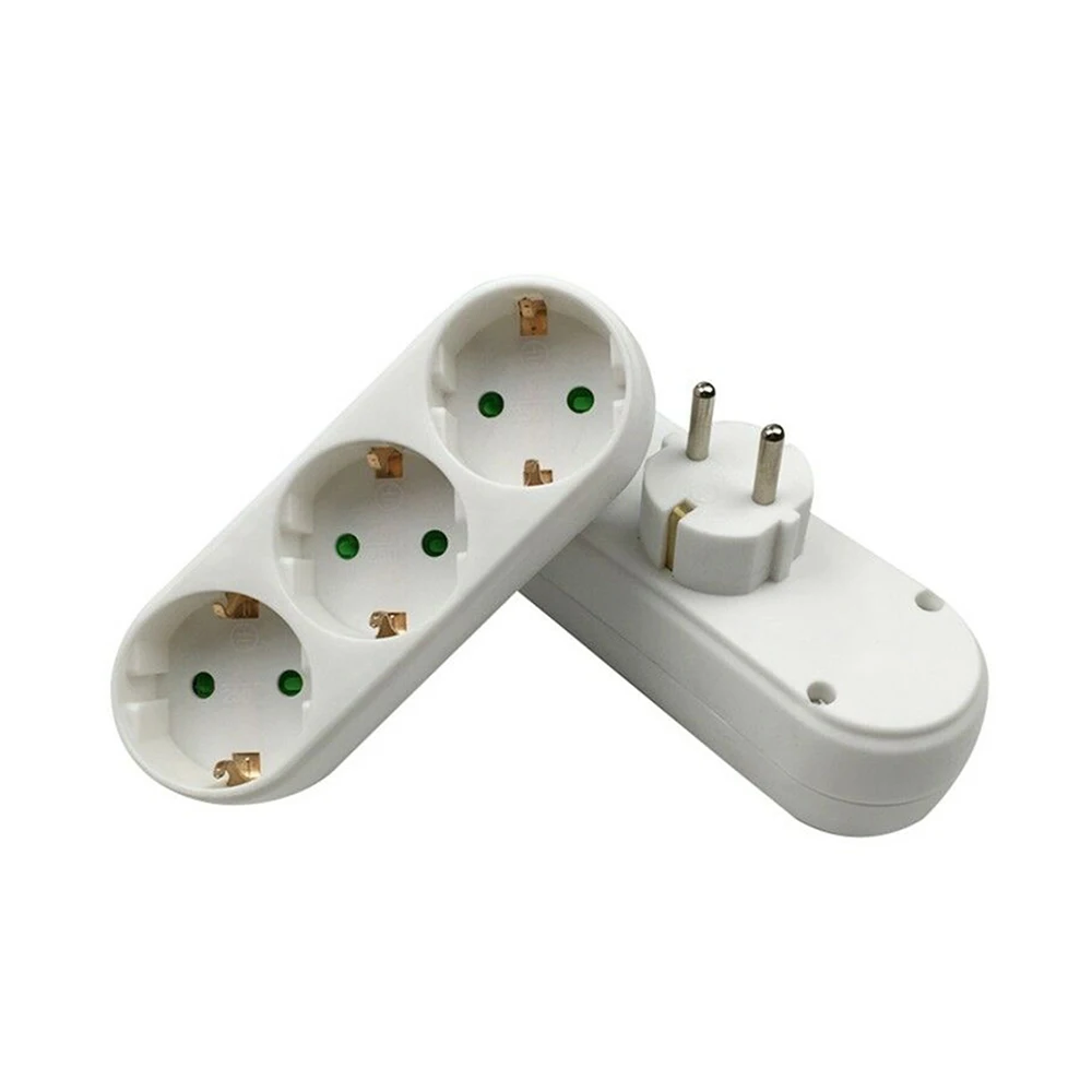 Useful EU Plug Socket European Schuko Power Strip 3 Outlets AC Adapters Converter White Wall 16A 250V |