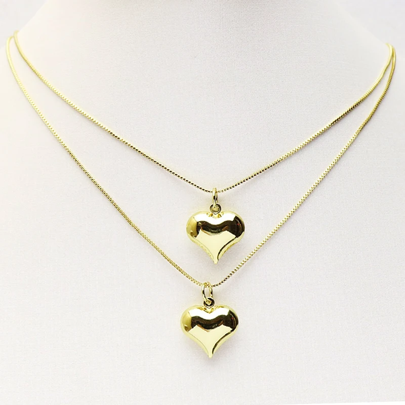 

10 шт. золотое ожерелье-сердце кулон в форме сердца ожерелье с подвеской в форме сердца коробка цепи ожерелье ювелирные изделия из жемчуга дл...