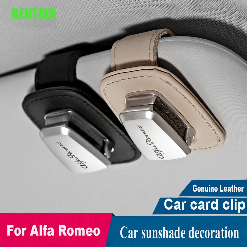 

Genuine Leather Car Sunshade Decoration Sticker For Alfa Romeo Giulia Giulietta 159 156 MITO Stelvio 147 Sportiva Auto