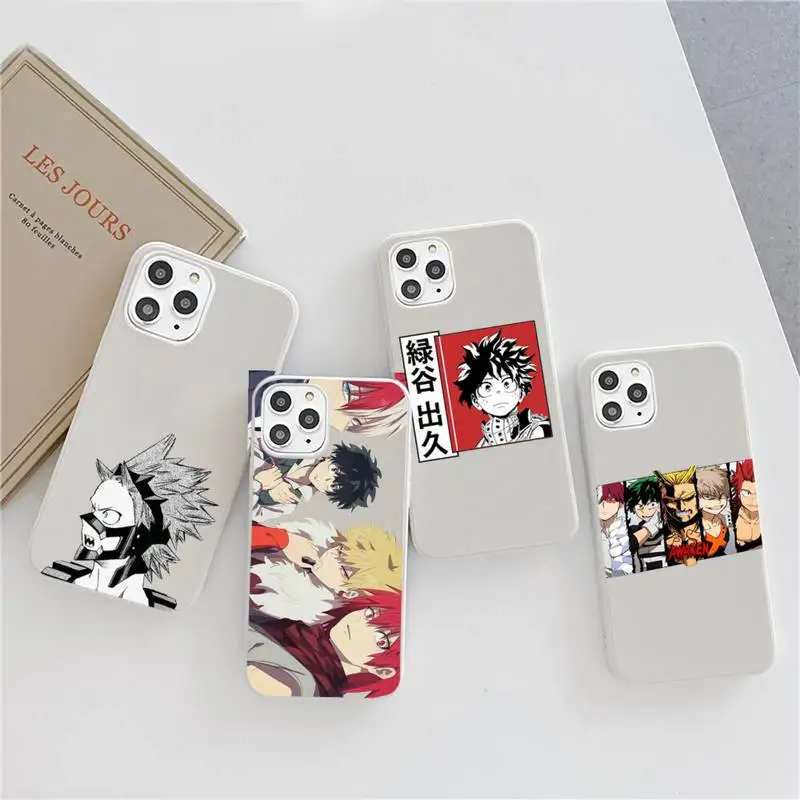 

My Hero Academia deku bakugou Phone Case Candy Color for iPhone 6 6S 7 8 11 12 XS X SE 2020 XR mini pro Plus MAX mobile bags
