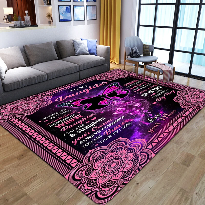 

Living Room Home Decorative Carpet Letter To My Daughter Gift 3D Printed Carpet Washable Bedroom Large Area Rug Modern Floor Mat
