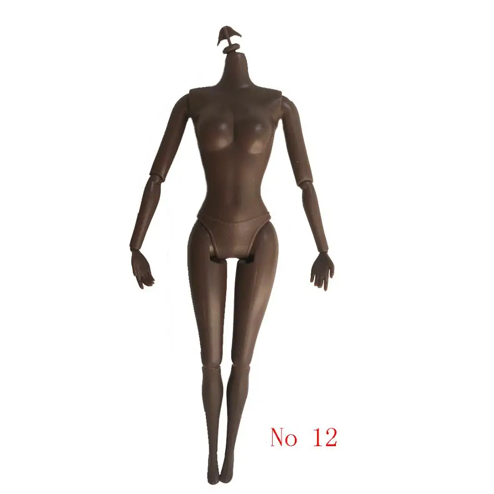 body 12 1 шт. пластиковая 11 шарнирная черная Обнаженная Кукла тело 29 см обнаженное Африканское тело с головой для 1/6 кукла DIY аксессуары для игрушечной куклы подарок - Цвет: body 12