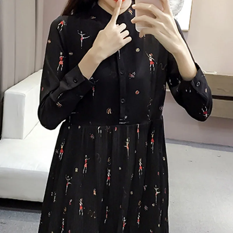 Vestidos женские платья 2021 осень размера плюс с длинным рукавом шифоновое платье