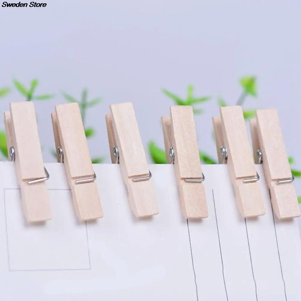 50PCS Mixed Color Wooden Clothes Pin Mini Paper Photo Peg Clips Craft 35mm Wholesale | Дом и сад