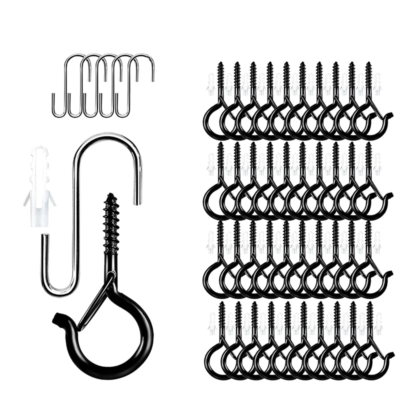 

HOT Screw Hooks For Outdoor String Lights, 45 Pack Q Hanger Hooks For Christmas Light,Wall Cabinet Ceiling Hooks