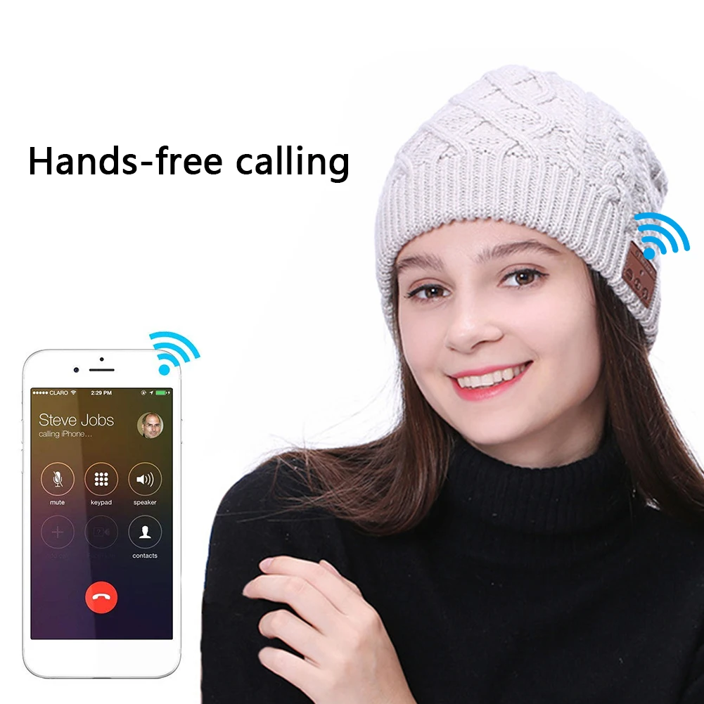 Wireless Hat Knitted Caps Beanie Stereo Earphone Mic Speaker Bluetooth For Outdoor Sports