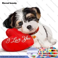 animal cross stitch 5d diy diamond embroidery wall art rhinestone diamond painting home roomdecoration cute dog heart gifts