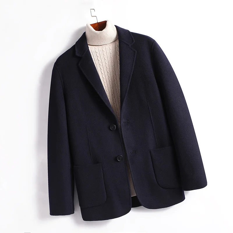 Однотонный деловой мужской блейзер однотонный свободный черный твидовый