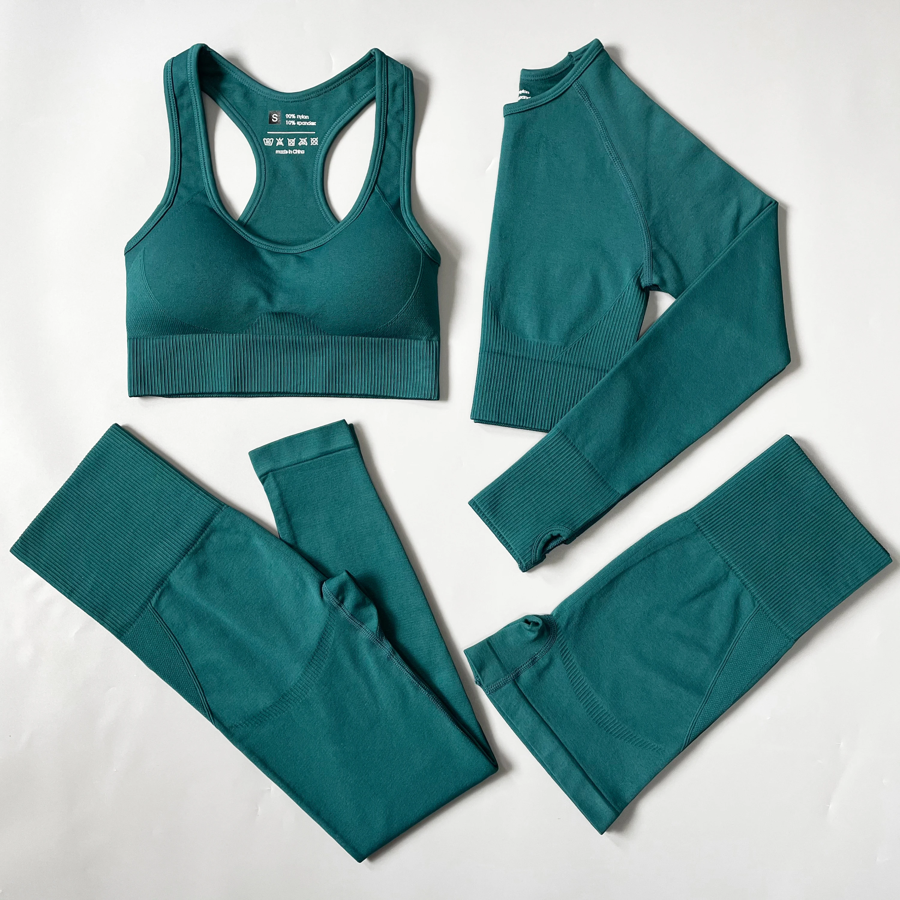 

Conjunto De Yoga Sin Costuras Para Mujer, Ropa Deportiva De Entrenamiento, Gimnasio, Fitness, Top Corto De Manga Larga, Leggings