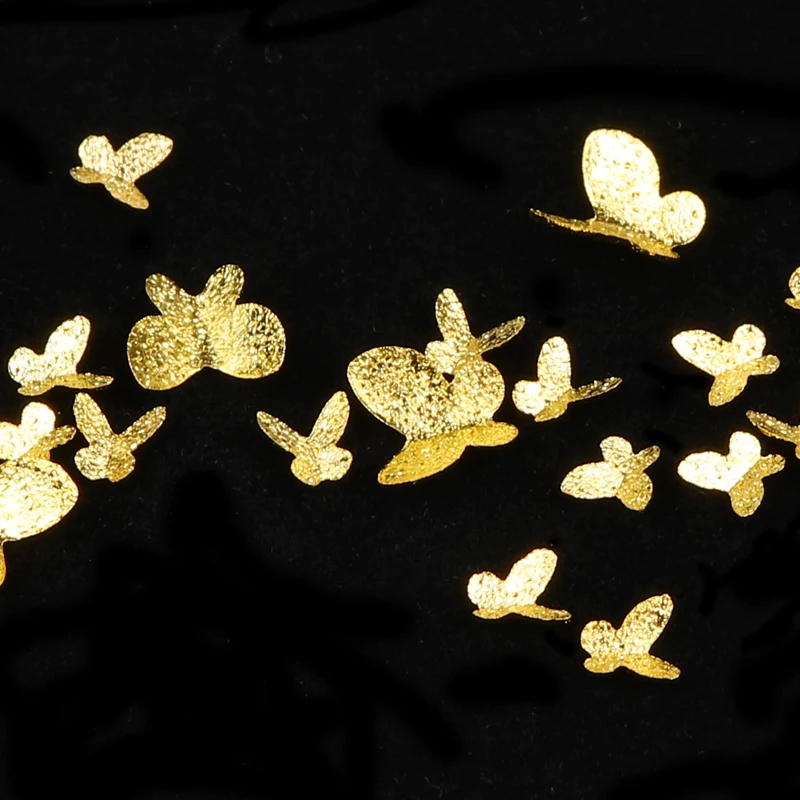 Бабочка Форма наклейки для ногтей с металлическими шипами Золотой Серебряный