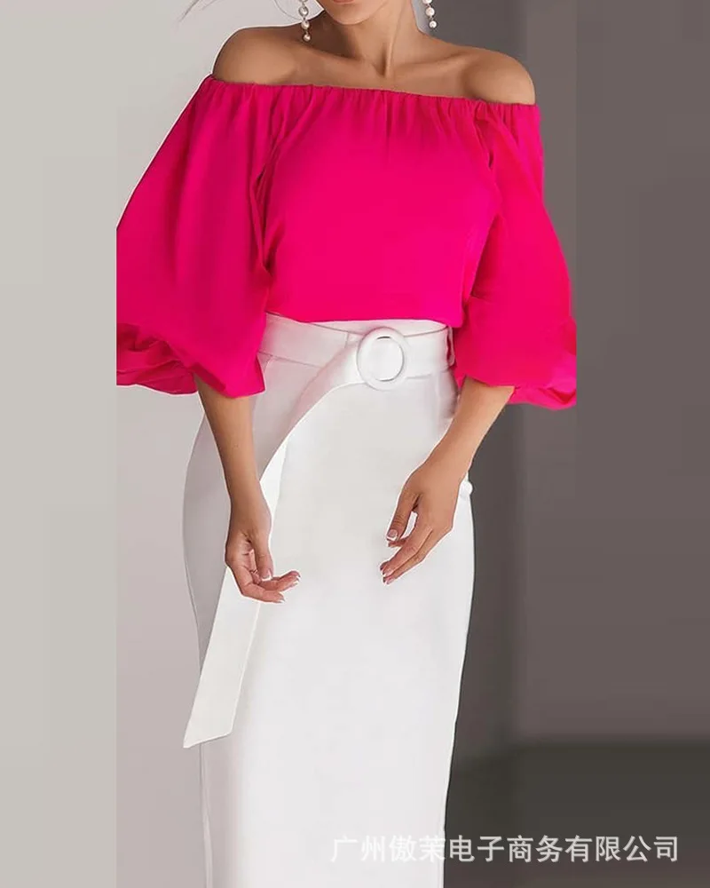 

New ladies sexy blouse and skirt suits, women's sexy commuter suit skirts with one-line collar