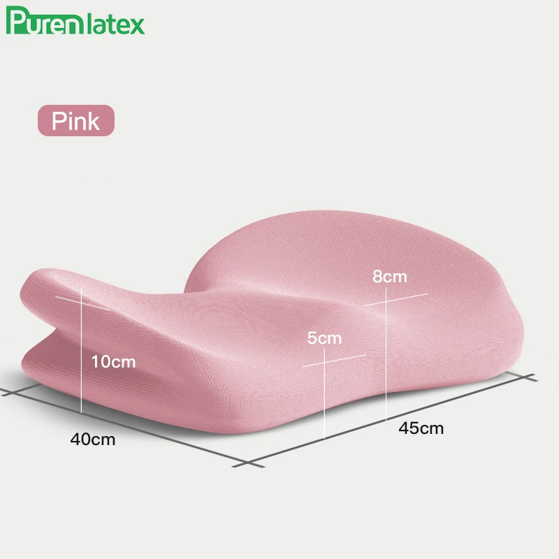 Pink Purenlatex подушка для сиденья из пены с эффектом памяти, Ортопедическая подушка для облегчения боли в бедрах и хвостовой кости, подходит для автомобильного офисного кресла - Цвет: Pink