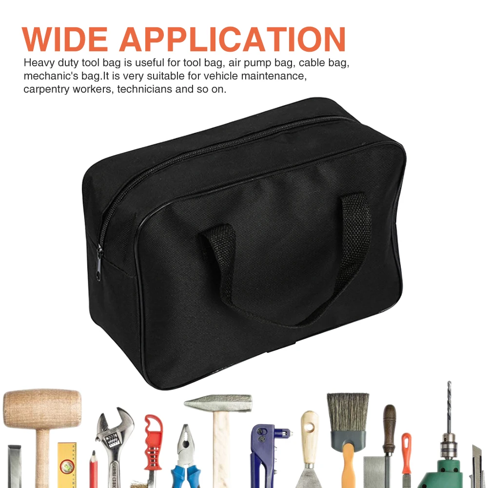 

Travel Pouch With Handle Zipper Closure Durable Car Air Pump Oxford Cloth Portable Technician Wide Mouth Tool Bag Heavy Duty