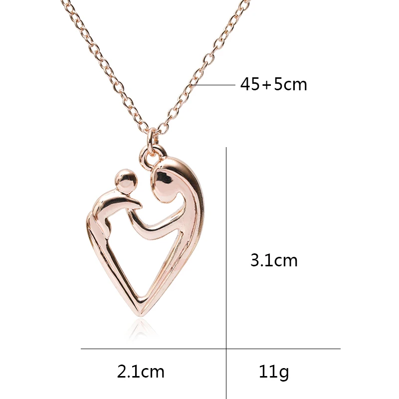 Rose Gold Color Pendant Necklace Parent-Child Mother's Day Theme Alloy Jewelry Adornment Heart-Shaped Mother's Love Necklace