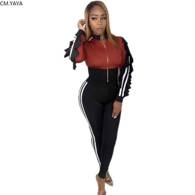 Новый осенне зимний женский комплект спортивный костюм топ с длинными рукавами