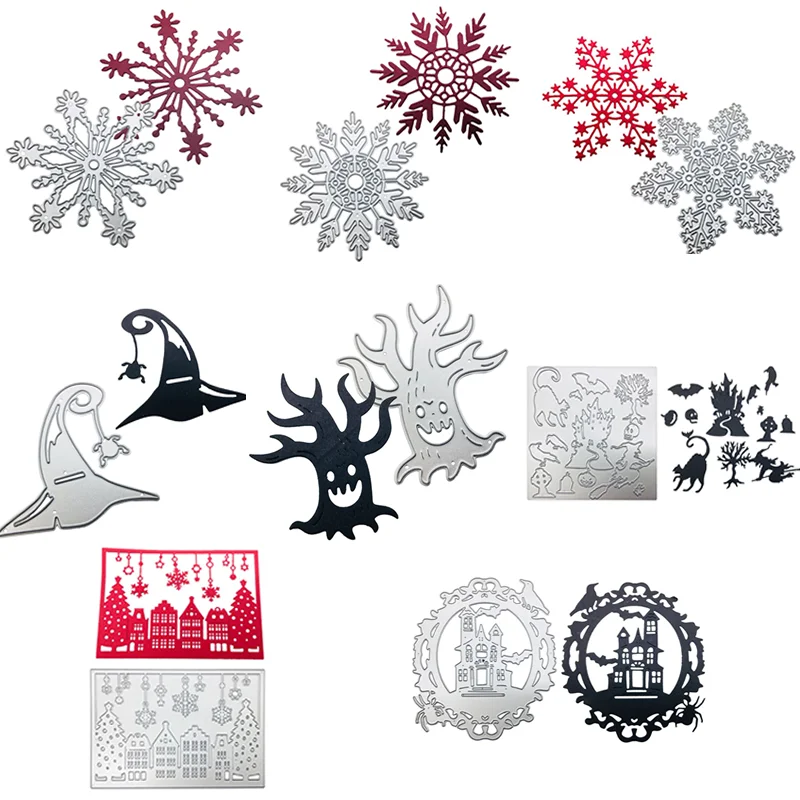 Halloween Castle Hat Christmas Snowflake Metal Cutting Dies Stencil Scrapbooking Album Stamp Paper Card Embossing Craft Decor | Дом и сад