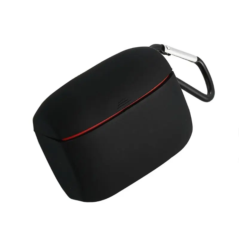 Silicone Shockproof Anti-Scratch Protective Case Cover with Carabiner for Jabra Elite Active 65t Headphone Headset Accessories - Цвет: Черный