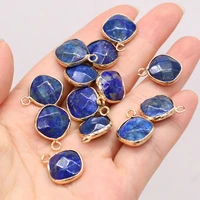 natural stone lapis lazuli pendants square shape faceted charms for jewelry making diy women necklace earrings gifts