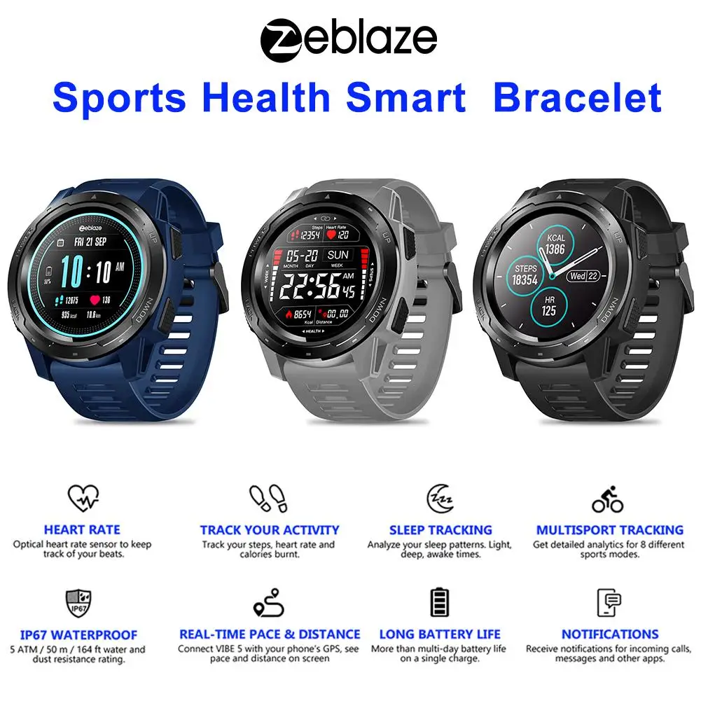 Новинка Zeblaze VIBE 5 Смарт-часы цветной шагомер экранный фитнес-браслет трекер IP67 водонепроницаемый монитор сердечного ритма Smartwatch
