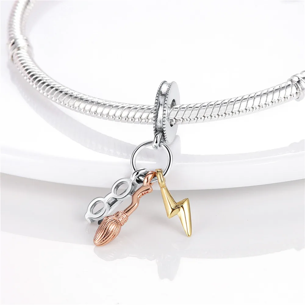 

MULA Silver Color Glasses & Nimbus & Lightning Dangle Charm Beads Fit Original Pandora Bracelet Necklace Jewelry Gift