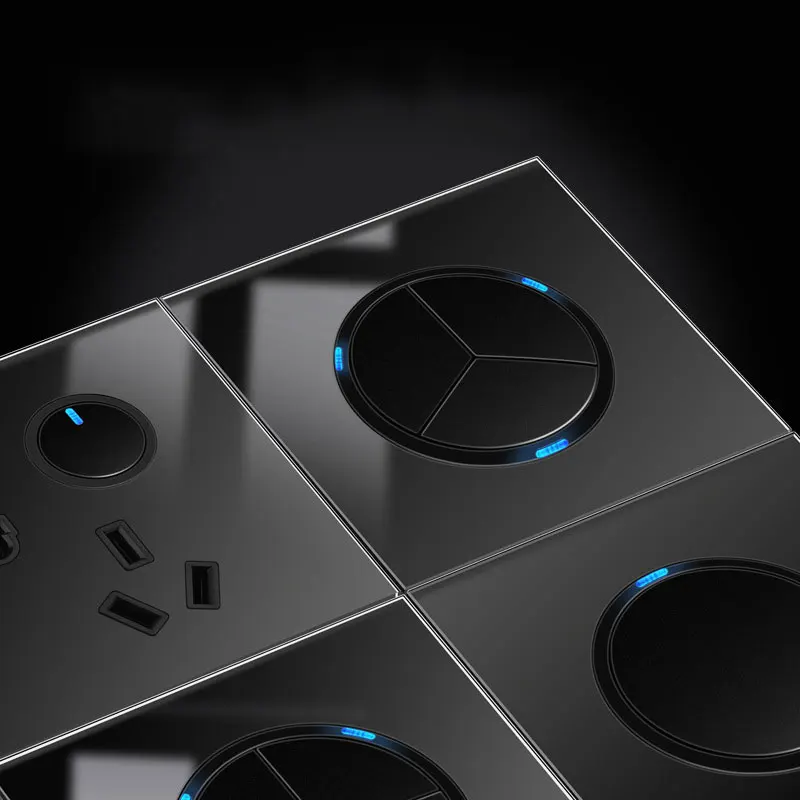 Кнопочный настенный выключатель стандартный светодиодный светильник черный