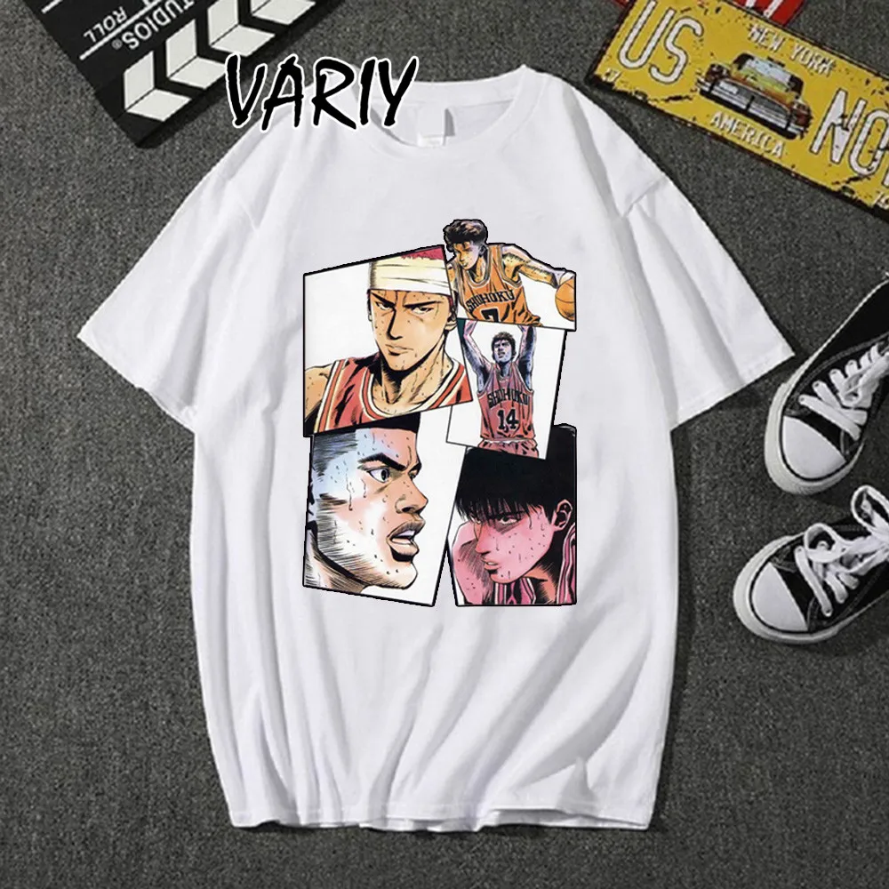 Japanese 2021 Fashion Anime Slam Dunk T-shirt Streetwear Sport for Women Summer Hip Hop Short Sleeve Tops