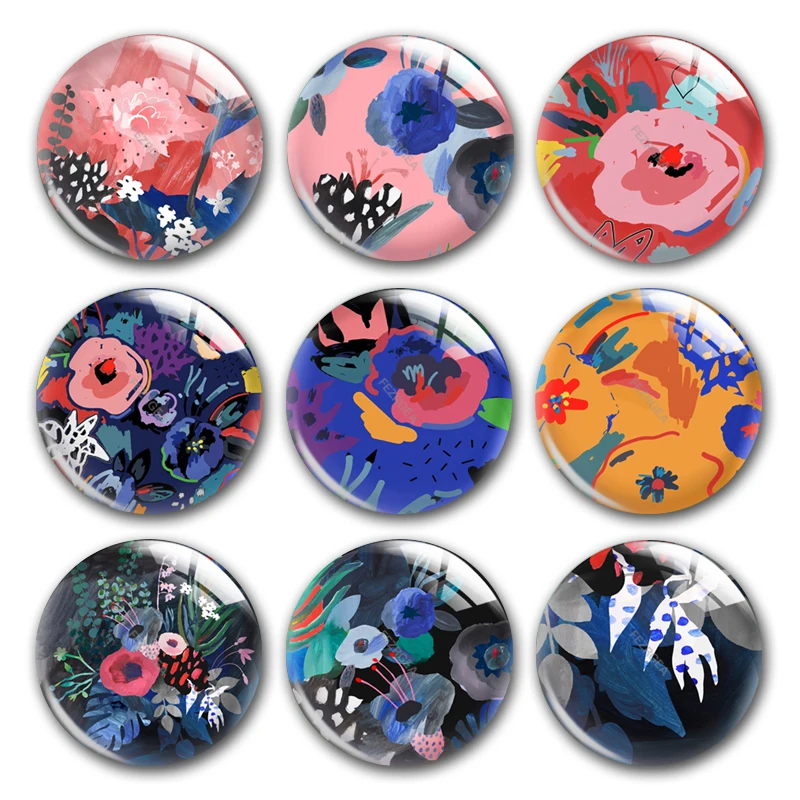 

Ручная работа акварель цветок каракули круглый фото стекло кабошоны демонстрация плоская задняя DIY collier ювелирные изделия делая фурнитура ...