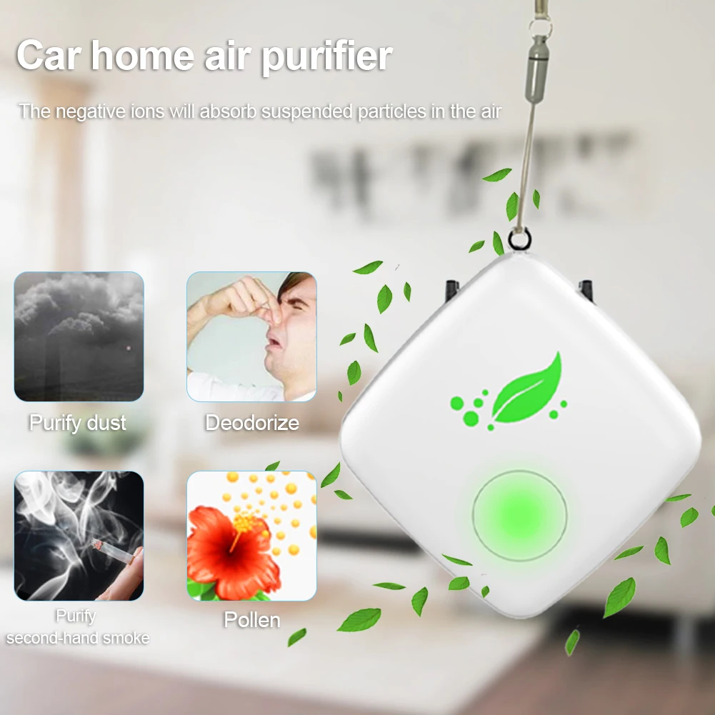 

Portable Air Purifier Wearable Air Purifier Necklace USB Air Cleaner Personal Negative Ion Air Freshener For Car Festival Decor
