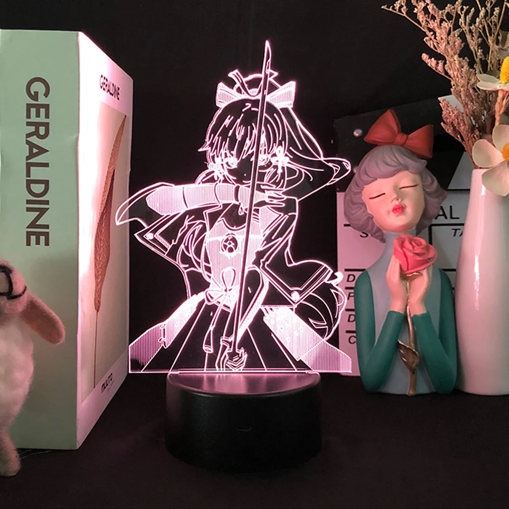 

Genshin Impact Ayaka XIAO Night Light Anime Game Zero Two Lamp For Party Decor Adult Kid Birthday Gift Send Random Stickers