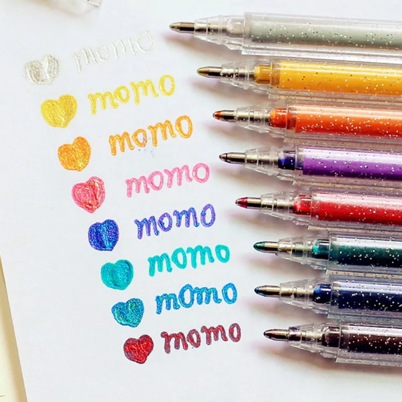 8 Color Multicolor Water Pen Set Bling Flash Neutral Marker Candy Drawing Scrapbook Album Tool Stationery Art | Канцтовары для