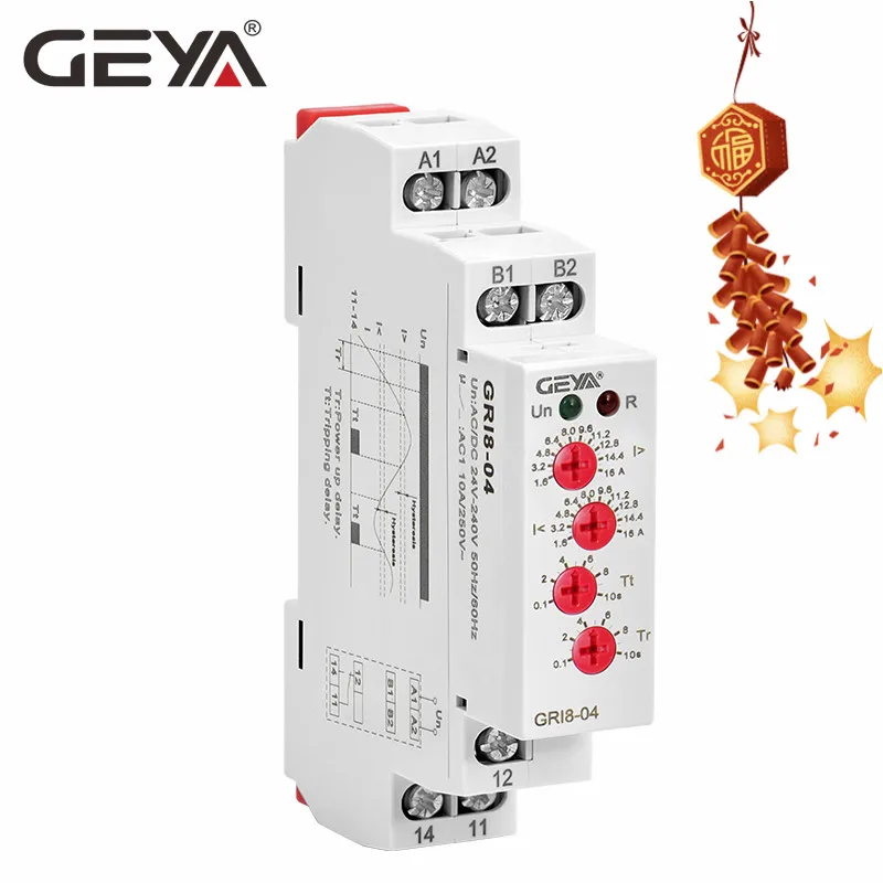 GEYA GRI8-04 перегрузки по току и под током реле защиты 0.05A 1A 2A 5A 8A 16A устройство