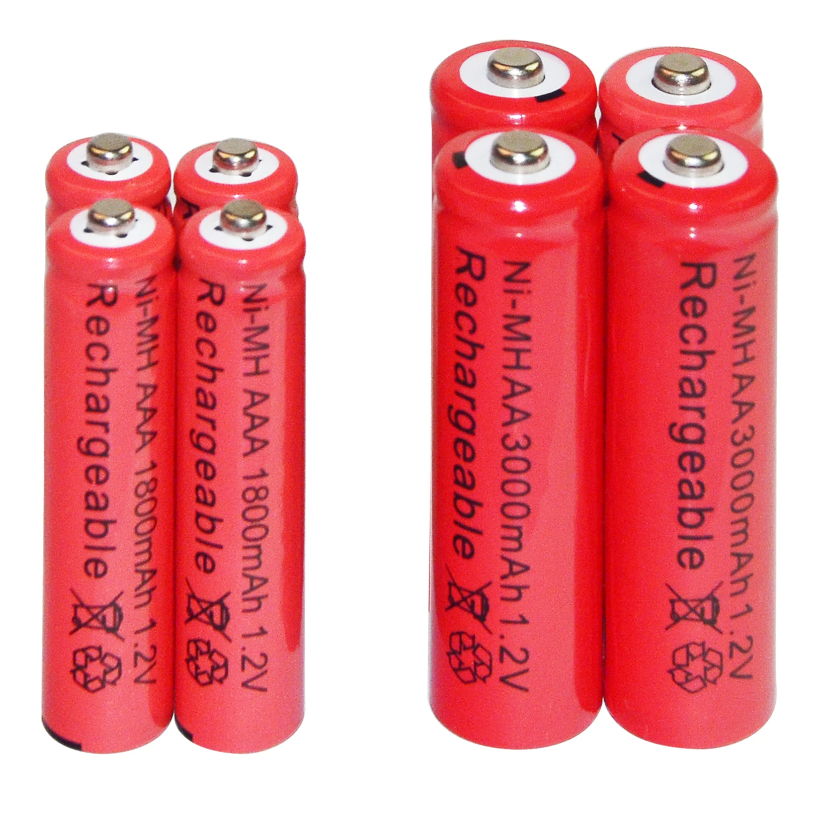 4 AA 3000mAh + AAA 1800mAh 1 2 V Ni MH перезаряжаемая батарея 2A 3A Red Cell|Перезаряжаемые батареи| |