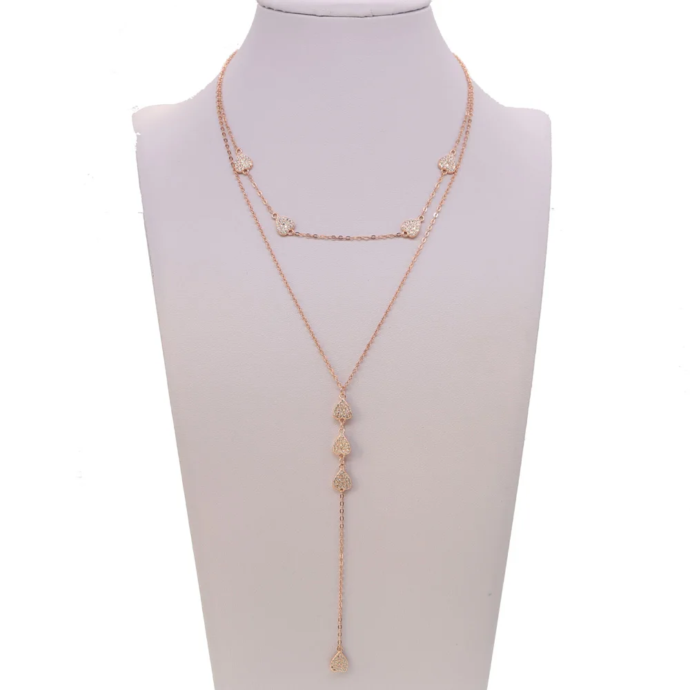 Женская цепочка из серебра 2021 пробы Двухслойное длинное ожерелье с кубическим