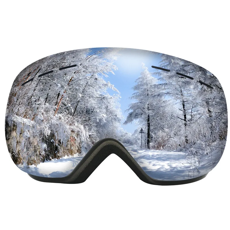 Winter Ski Goggles Spherical Mirror Revo Coated German Pc Film Anti-fog Snowboard Goggles Double Lens Eyes Protective  Ski Mask