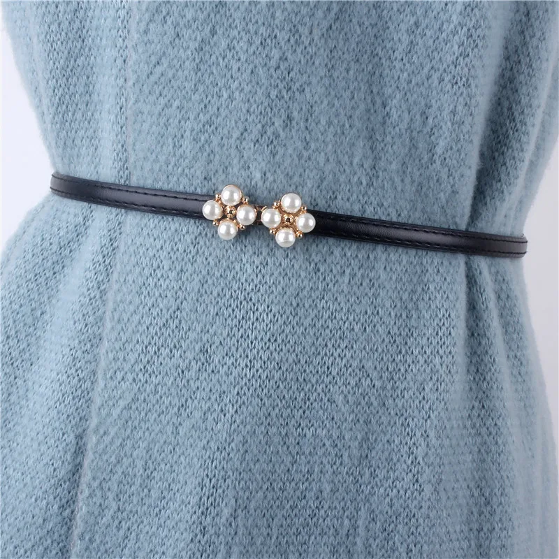 

2020 New Arrival Korean Luxury Fashion Women Adjustment PU leather Belts Pearl Decorative Dress Waistband Ladies Straps