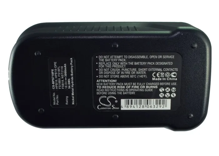 

Cameron Sino 244760-00 A1718 A18 HPB18 Battery for Black & Decker BDGL1800 BDGL18K-2 XTC183BK XTC18BK CD18SFRK 3000mAh