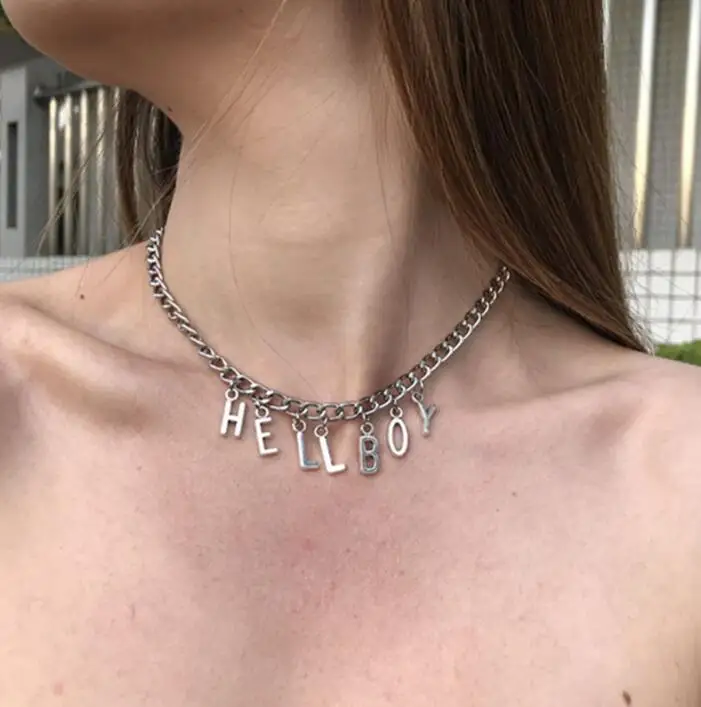 Женское колье с буквами Hellboy эксклюзивное ожерелье в стиле хип хоп модная цепочка