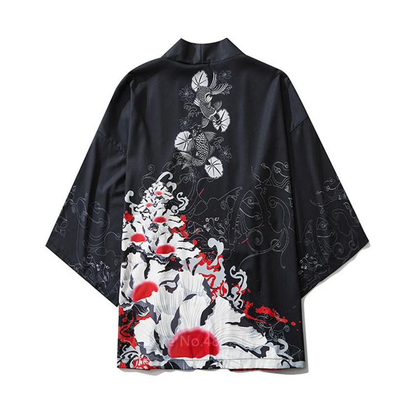 

Unisex Japanese Traditional Clothing for Women Men Fashion Asian Samurai Warrior Crane Printed Kimono Haori Cardigan Streetwear