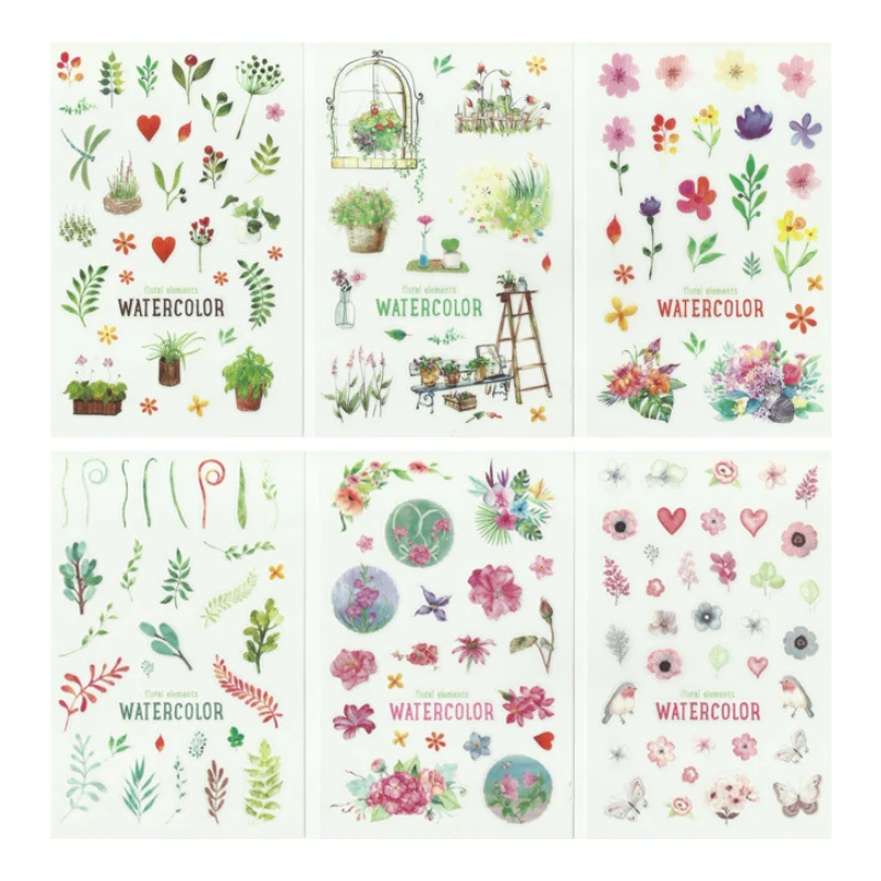 6 искусственных цветов кактусов планшетов элементов печатные наклейки для