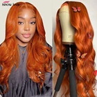 Парик Ishow Ginger Body Wave на сетке спереди, парик из человеческих волос оранжевого цвета, предварительно выщипанный, HD, прозрачный, на сетке спереди, парик для чернокожих женщин