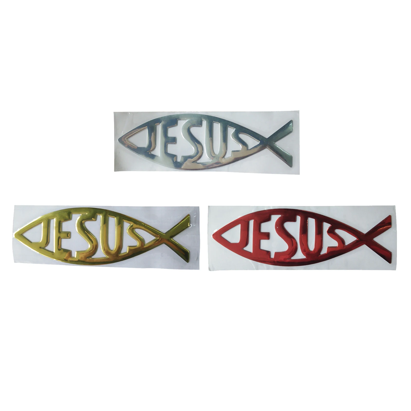 

3D Car Jesus Fish Symbol Chrome Decal Emblem Sticker Religious 14.5x4cm