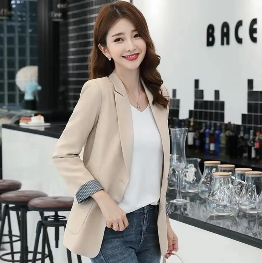 

New Korean Version Women Blazers Jackets Long Sleeve Loose Patchwork Office Lady Single Breasted Designer Coat Ladies Clothes